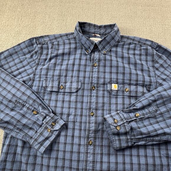 Carhartt Shirt Adult Large Check Button Up Long Sleeve Workwear Casual Men's - Picture 3 of 14